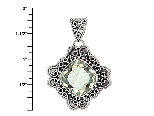 15.00ct Square Cushion Prasiolite Sterling Silver Pendant With Chain