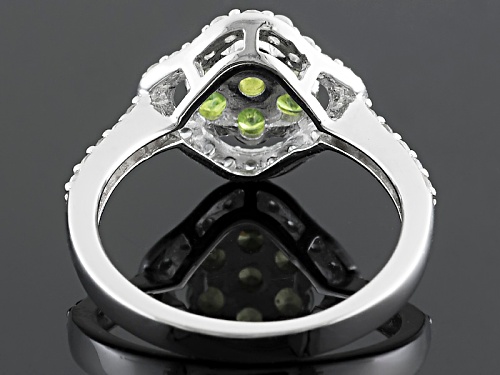 .65ctw Round Green Demantoid With .67ctw Round White Zircon Sterling Silver Ring - Size 8
