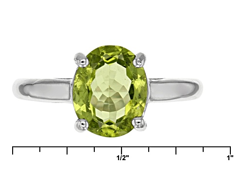 2.50ct Oval Manchurian Peridot™ Sterling Silver Solitaire Ring - Size 12