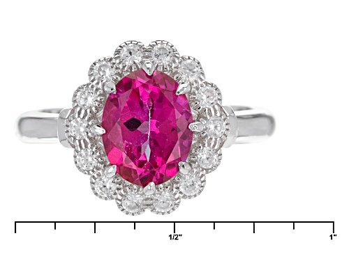 2.15ct Oval Pink Danburite With 1.00ctw Round White Zircon Sterling Silver Ring - Size 11
