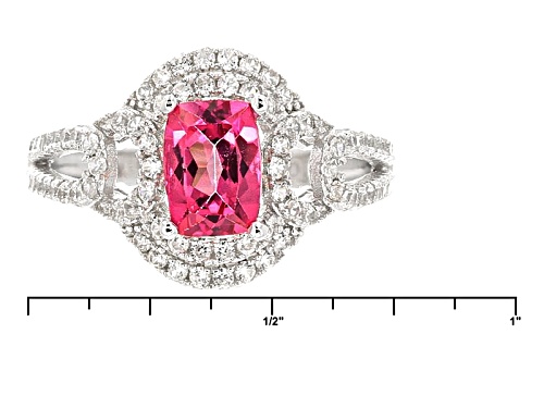 1.08ct Oval Pink Danburite With 1.12ctw Round White Zircon Sterling Silver Ring - Size 10