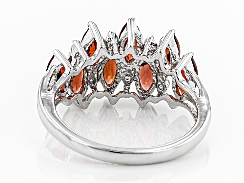 1.84ctw Marquise Red Garnet With .09ctw Round White Topaz Rhodium Over Sterling Silver Ring - Size 7