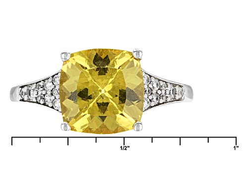 3.05ct Square Cushion Golden Apatite With .22ctw Round White Zircon Sterling Silver Ring - Size 11