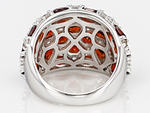 6.82ctw Oval Red Garnet With 2.03ctw Round White Zircon Sterling Silver Cluster Dome Ring - Size 6