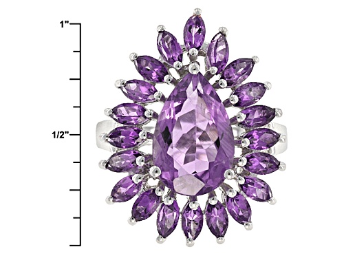 6.90ctw Pear Shape And Marquise Brazilian Amethyst Sterling Silver Ring - Size 6