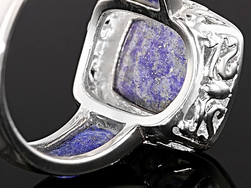 Rectangular Cushion Cabochon Lapis Sterling Silver Ring - Size 5