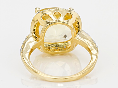 5.60ct Square Cushion Citrine With .10ctw Round White Diamonds 18k Yellow Gold Over Silver Ring - Size 6