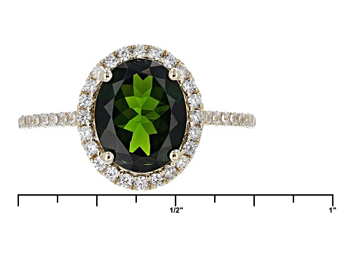 Chrome Diopside 2.75ctw With White Zircon .33ctw 10k Yellow Gold Ring - Size 7