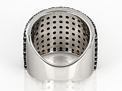 4.02ctw Round Black Spinel Rhodium Over Sterling Silver Ring - Size 5