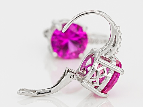 4.60ctw Lab Created Pink Sapphire & .05ctw Lab Created White Sapphire Rhodium Over Silver Earrings