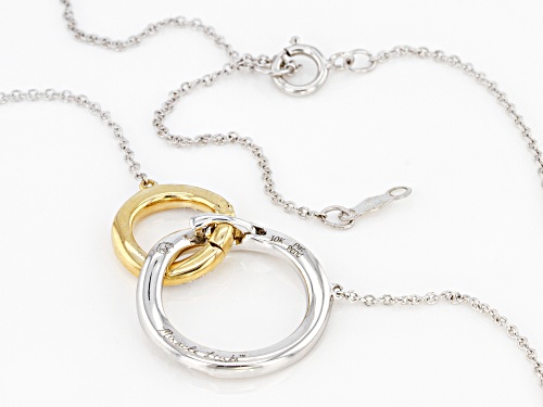 0.17ctw Round White Diamond 10K White & Yellow Gold Convertible Interlocking Circle Necklace - Size 18