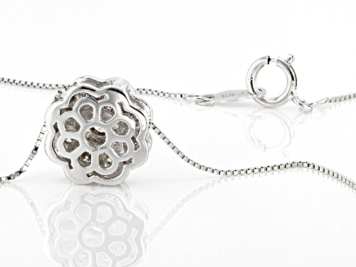 0.50ctw Round White Diamond 10k White Gold Cluster Slide Pendant With Box Chain