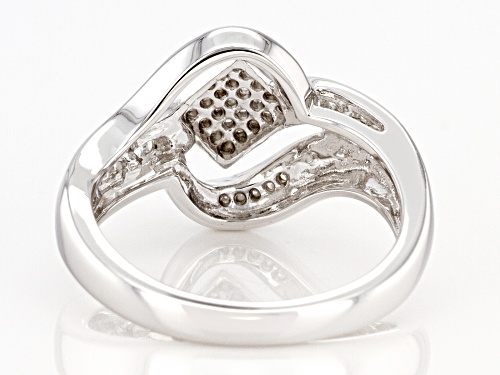 0.15ctw Round White Diamond Rhodium Over Sterling Silver Bypass Ring - Size 7