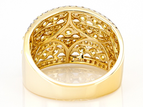 2.00ctw Round Natural Yellow And White Diamond 14K Yellow Gold Multi-Row Ring - Size 7