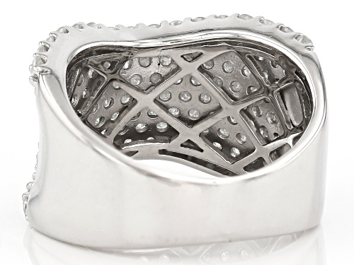 1.85ctw Round White Diamond Rhodium Over Sterling Silver Wide Band Ring - Size 6
