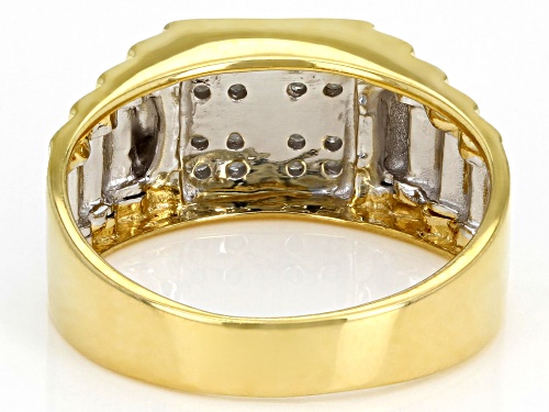 0.15ctw Round White Diamond Rhodium And 18K Yellow Gold Over Sterling Silver Mens Ring - Size 10