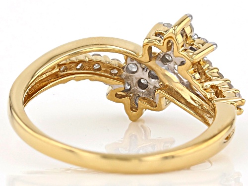 0.50ctw Round White Diamond 18K Yellow Gold Over Sterling Silver Cluster Bypass Ring - Size 7