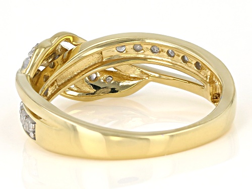 0.40ctw Round White Diamond 18K Yellow Gold Over Sterling Silver Crossover Band Ring - Size 7