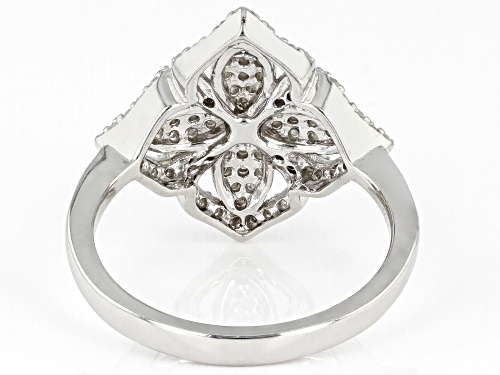 0.63ctw Round White Diamond Rhodium Over Sterling Silver Cluster Ring - Size 8
