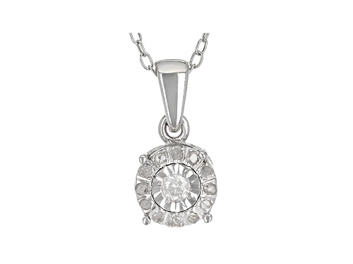 0.20ctw Round White Diamond Rhodium Over Sterling Silver Earrings And Pendant Jewelry Set
