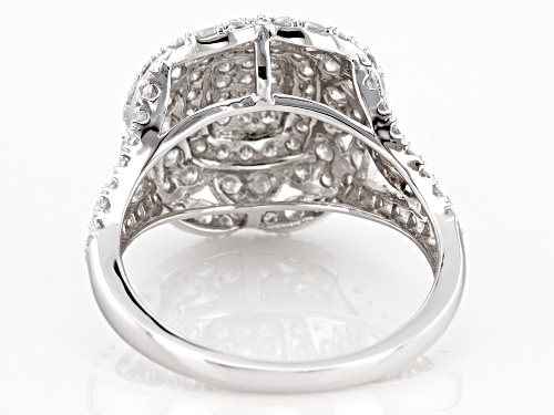 1.40ctw Round White Diamond 10K White Gold Cluster Ring - Size 7