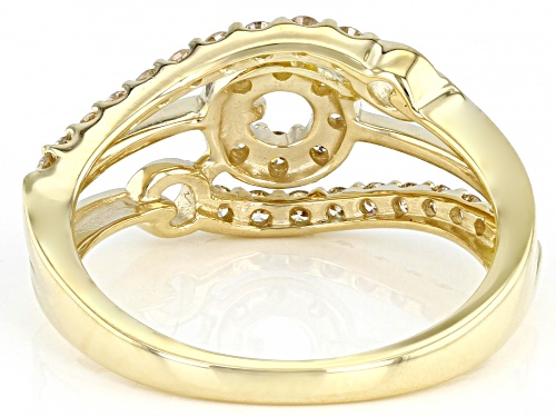0.50ctw Round White Diamond 10K Yellow Gold Open Design Ring - Size 7