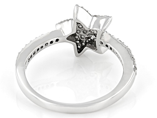 0.40ctw Round White Diamond Rhodium Over Sterling Silver Star Cluster Ring - Size 7