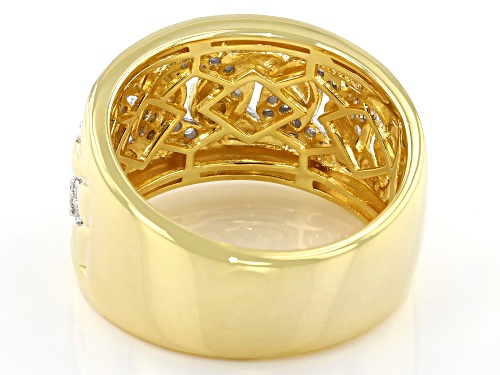 0.50ctw Round White Diamond 14k Yellow Gold Over Sterling Silver Mens Wide Band Ring - Size 10