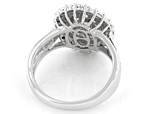 0.85ctw Round White Diamond 14k White Gold Cluster Ring - Size 7