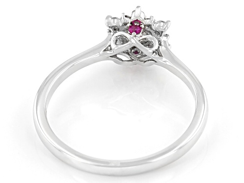 0.25ctw Round White Diamond With Pink Sapphire Accents 10k White Gold Center Design Ring - Size 7