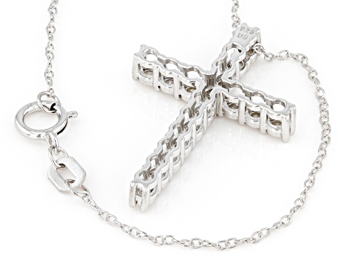 0.25ctw Round White Diamond Rhodium Over Sterling Silver Cross Pendant With Cable Chain