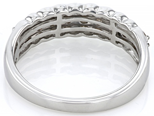 0.45ctw Round Champagne Diamond Rhodium Over Sterling Silver Band Ring - Size 7