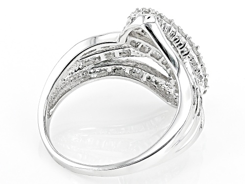 1.00ctw Round And Baguette White Diamond 10k White Gold Cluster Ring - Size 7