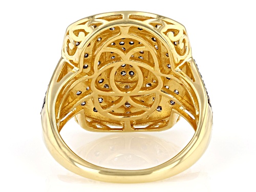 1.25ctw Round Champagne Diamond 18k Yellow Gold Over Sterling Silver Cluster Ring - Size 7
