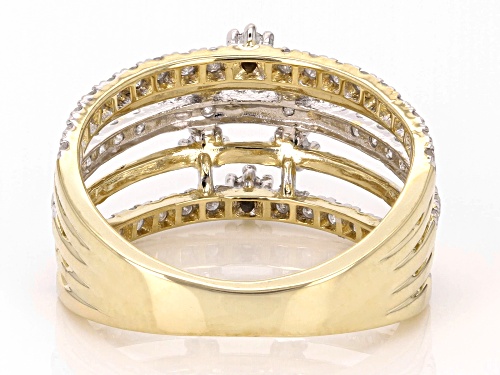 1.00ctw Round White Diamond 10k Yellow Gold Multi-Row Ring - Size 6