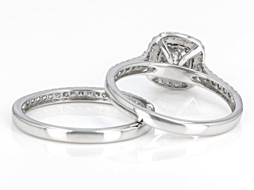 0.50ctw Round White Diamond 10k White Gold Halo Ring With Matching Band - Size 6