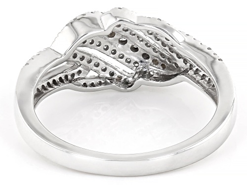 0.33ctw Round White Diamond Rhodium Over Sterling Silver Bypass Band Ring - Size 7