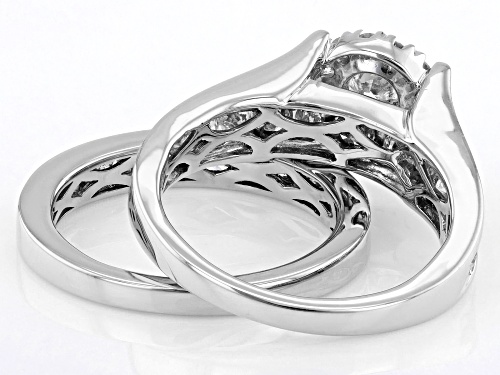 2.00ctw Round White Diamond 14k White Gold Halo Ring With Matching Band - Size 7