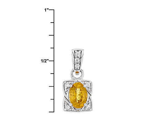.66ct Oval Mandarin Garnet With .05ctw Round White Zircon Sterling Silver Pendant With Chain