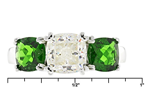 2.39ct Strontium Titanate and 1.67ctw Russian Chrome Diopside Rhodium Over Silver Ring - Size 7