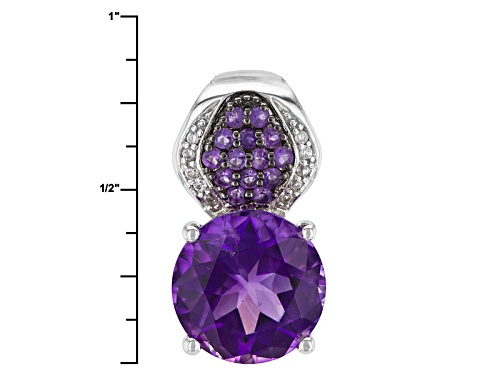 3.97ct Moroccan Amethyst, .16ctw African Amethyst And .06ctw White Zircon Silver Pendant With Chain