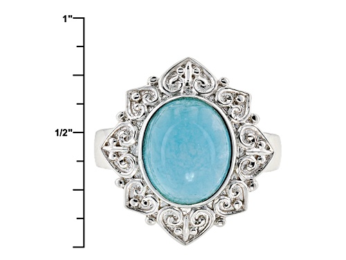 11x9mm Oval Cabochon Hemimorphite Sterling Silver Solitaire Ring - Size 8