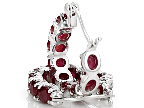 6.48ctw Round Mahaleo® Ruby Rhodium Over Sterling Silver Inside/Outside Hoop Earrings