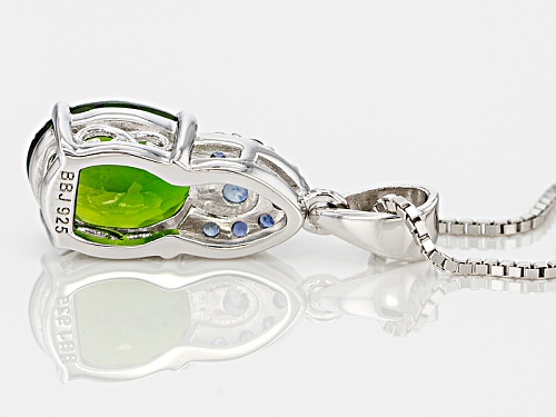 2.63ctw Russian Chrome Diopside And Blue Sapphire Sterling Silver Pendant With Chain