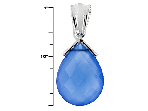 16x12mm Pear Shape Blue Onyx Sterling Silver Solitaire Enhancer With Chain