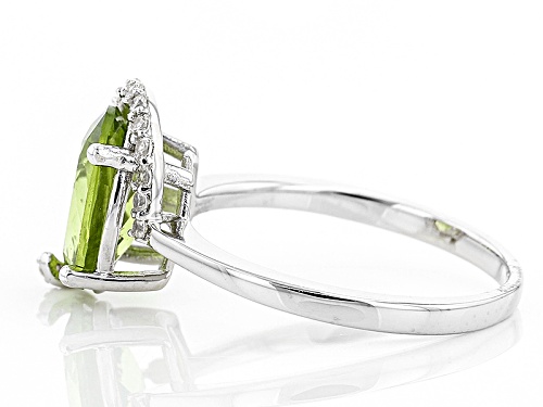 2.38ct Oval Manchurian Peridot™ And .14ctw Round White Zircon Sterling Silver Ring - Size 8