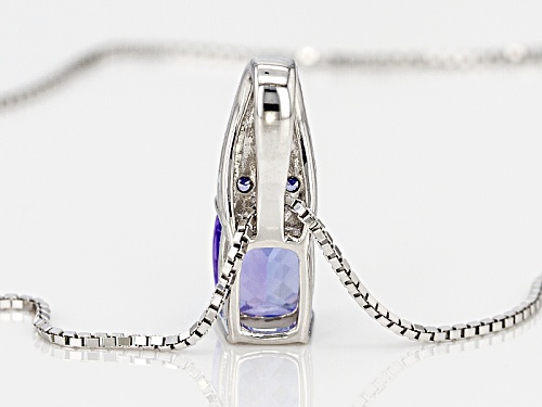 1.27ctw Rectangular Cushion And Round Tanzanite Sterling Silver Pendant With Chain