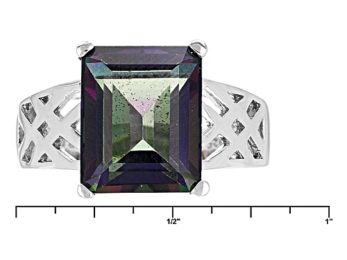 6.28ct Emerald Cut Green Mystic Topaz® Sterling Silver Ring - Size 7