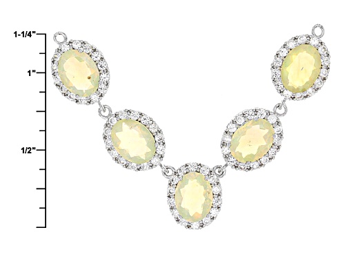 2.75ctw Oval Ethiopian Opal With 1.25ctw Round White Zircon Sterling Silver Necklace - Size 18