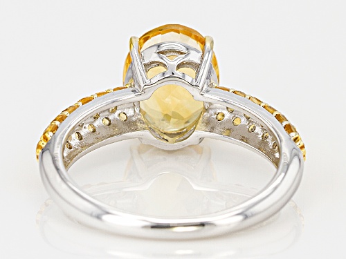 2.90ctw Oval And Round Brazilian Citrine Sterling Silver Ring - Size 11